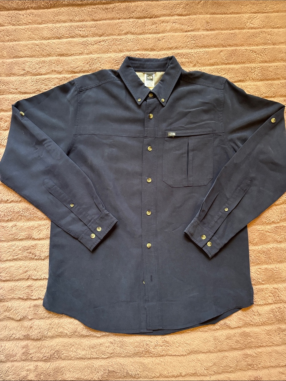 Men's North Face M/M Navy Button-Down Long-Sleeve Shirt